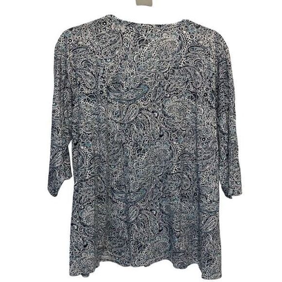 Pure Jill J. Jill Printed Soft-V-Neck Top Paisley Size XL - Picture 3 of 8